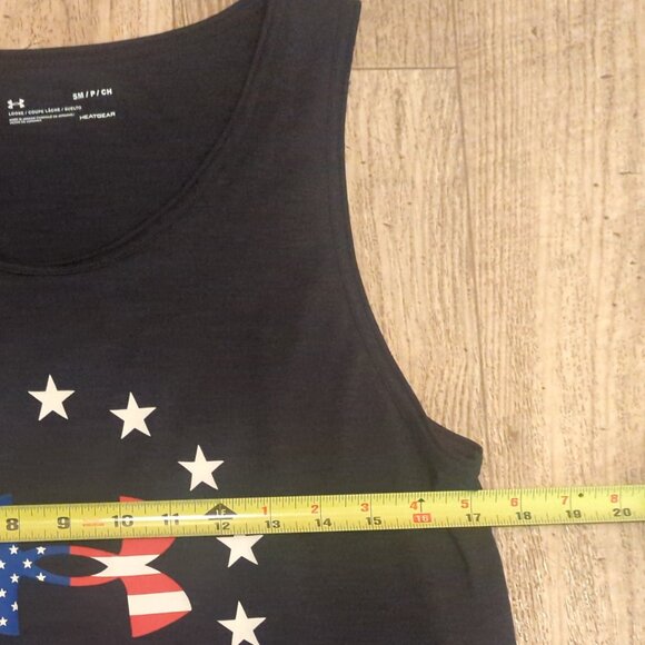 Under Armour Mens Small Black Tank Top USA Gym Exercise Run Jog Active Heatgear - Picture 4 of 5